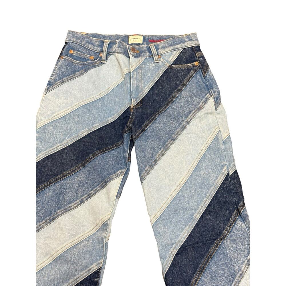 Alice + Olivia Beautiful Indigo Twirl Patchwork Flare Jeans Size 29 $495 - Picture 3 of 10